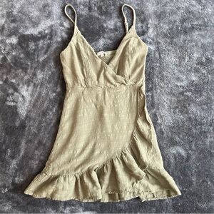 PacSun Lottie Moss Olive Green Ruffle Mini Dress